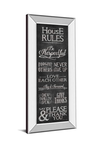 House Rules By Susan Ball - Mirror Framed Print Wall Art - Black