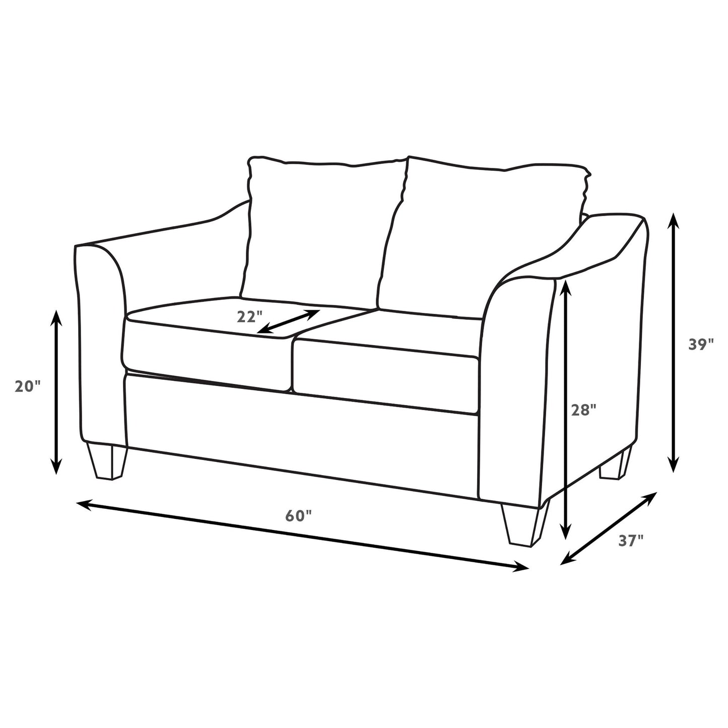 Alcazar - Arm Loveseat 2 Seater - Sand Furniture Max