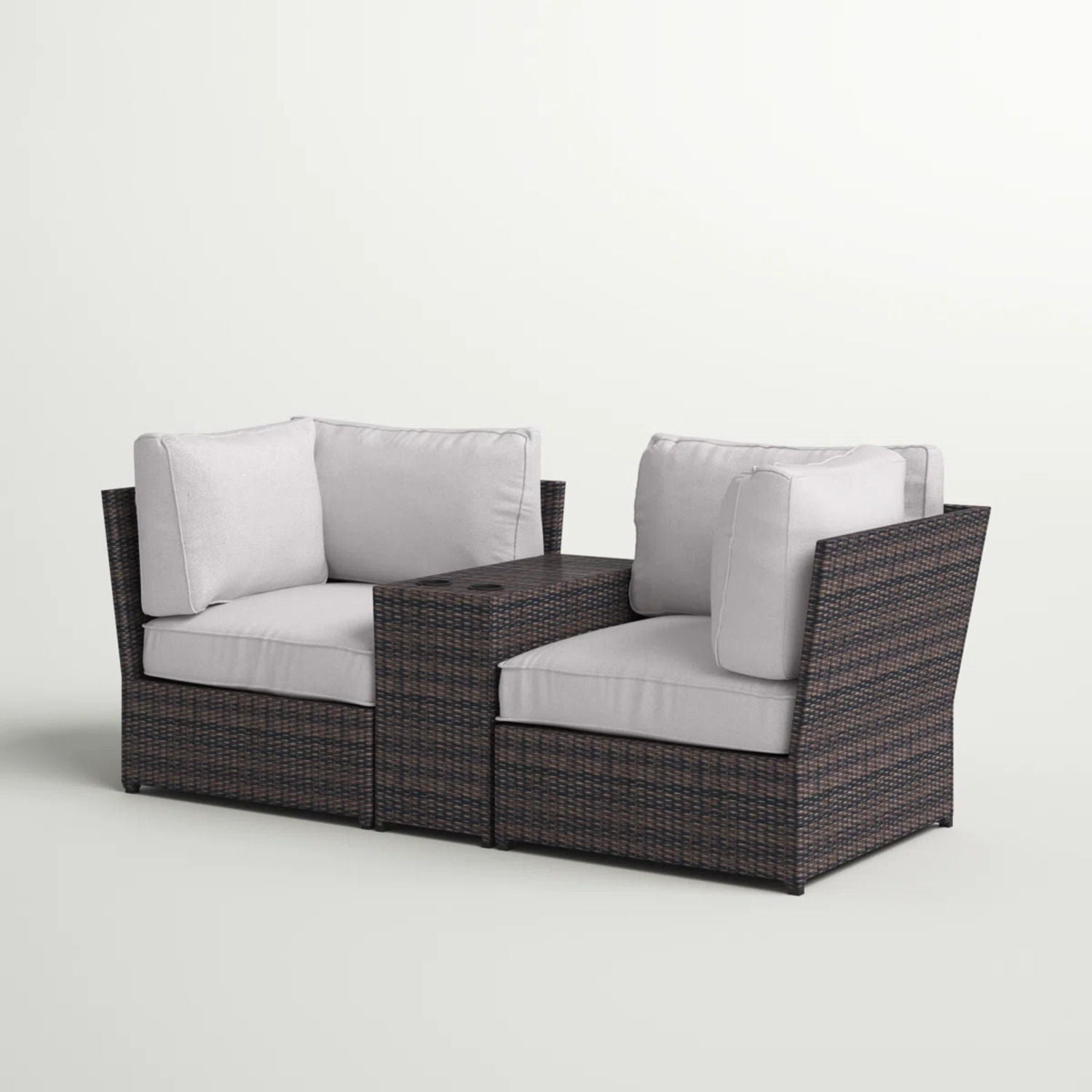Outdoor Wicker Loveseat With Cushions LSI Patio Furniture