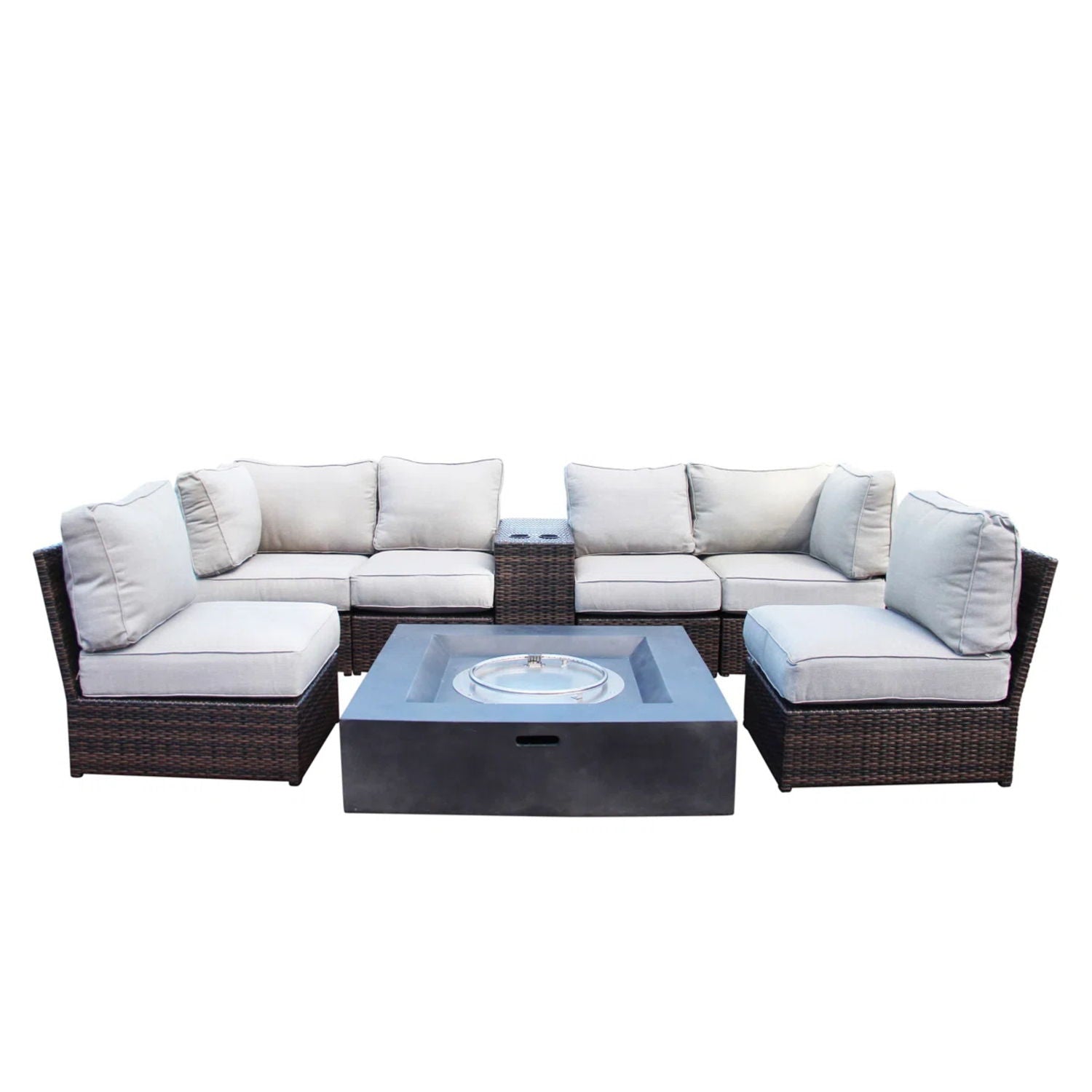 Contemporary Patio Seating Set With Fire Pit LSI Patio Furniture