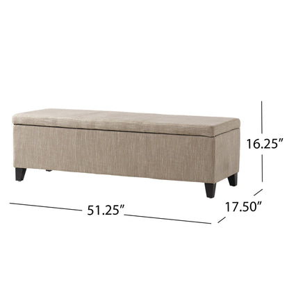 Glouster - Contemporary Storage Ottoman V2 With Upholstered Fabric - Sand Noble House