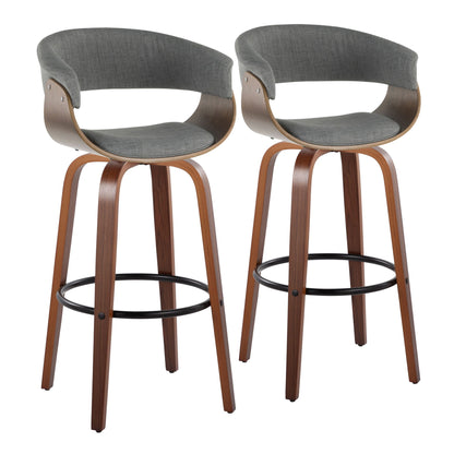 Vintage Mod - Mid Century Modern Fixed Height Barstool With Swivel & Round Footrest (Set of 2) Lumi Source
