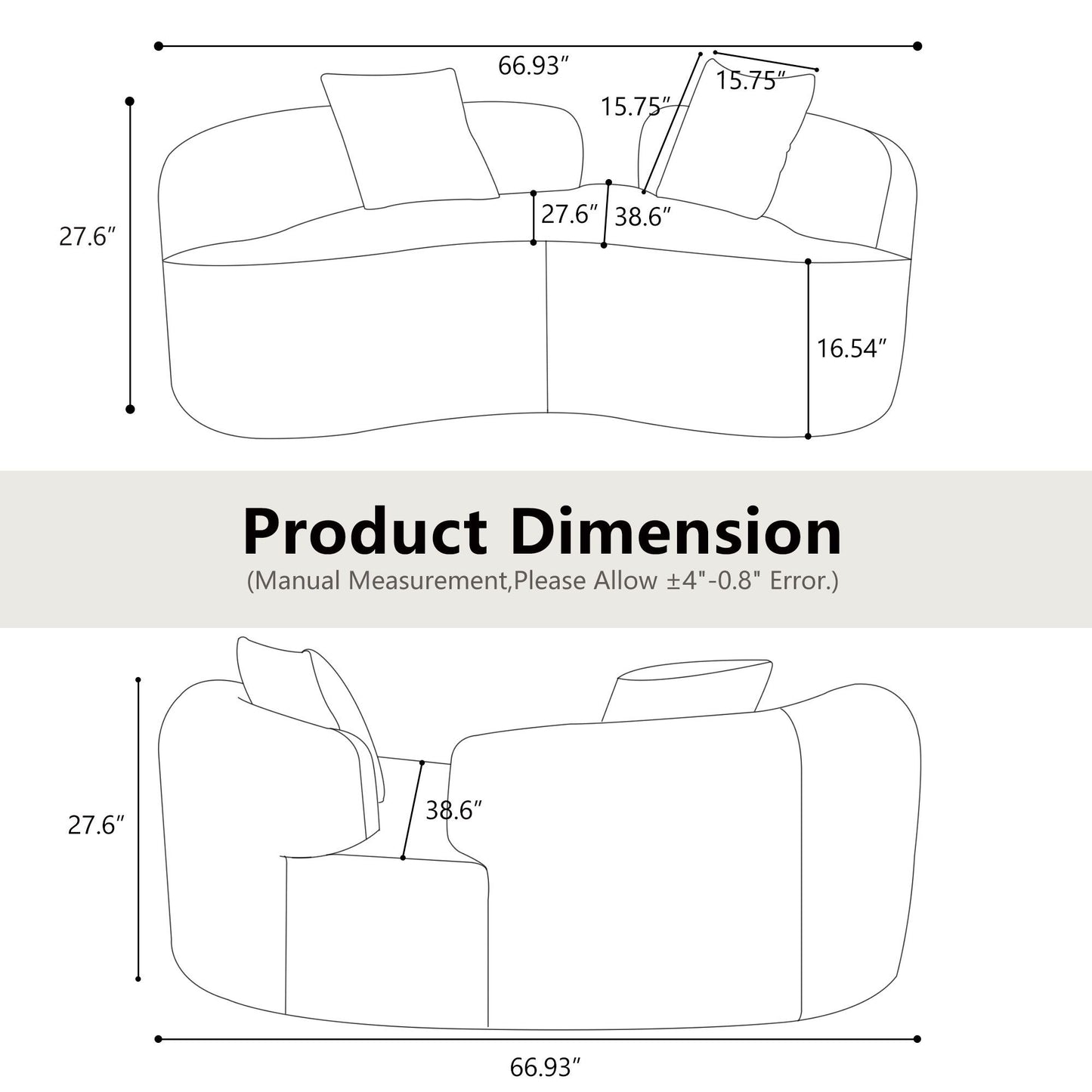 Modern Curved Loveseat Home Essentials