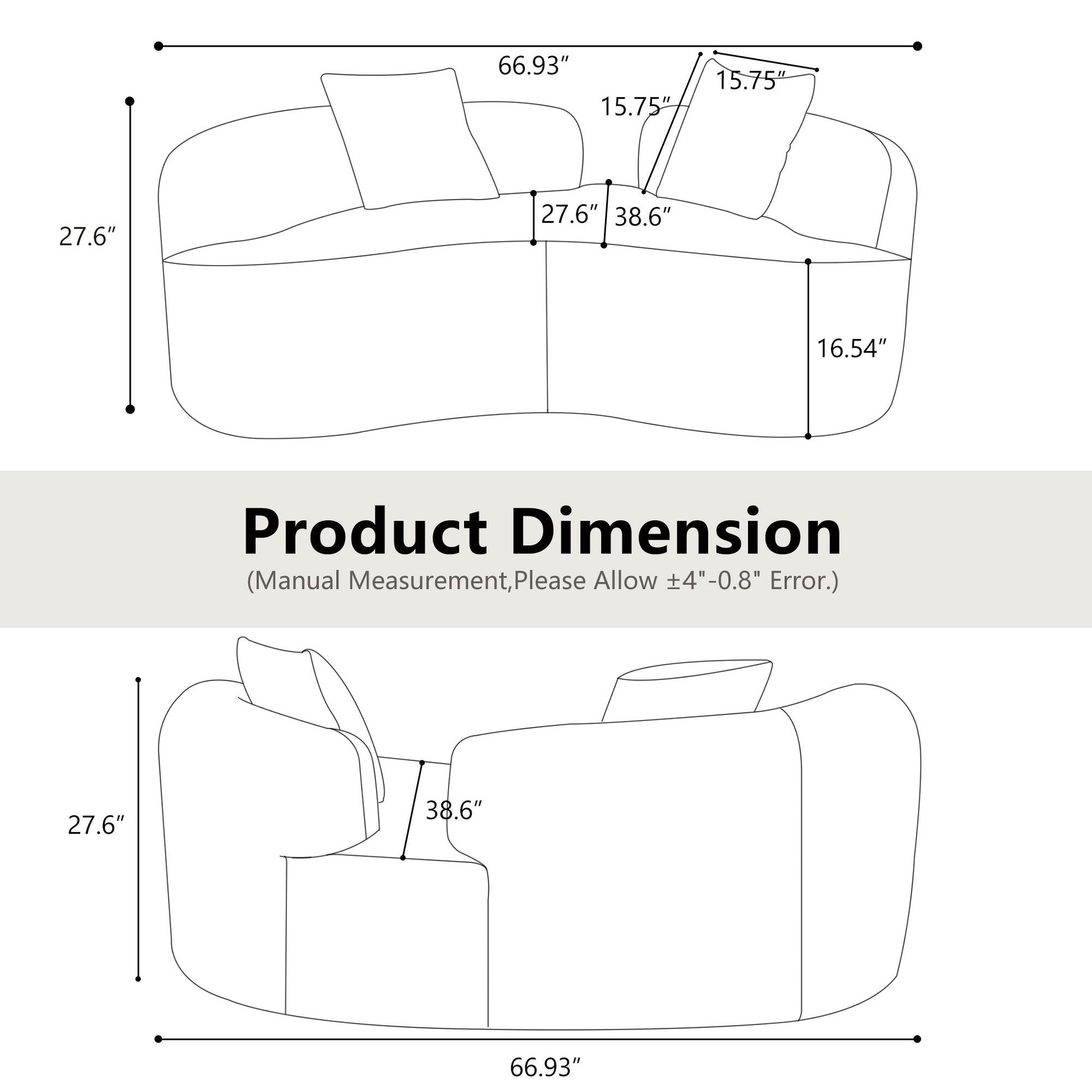 Modern Curved Loveseat Home Essentials