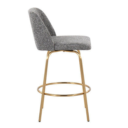 Toriano - Contemporary, Fixed Height Counter Stool With Swivel With Round Footrest (Set of 2) Lumi Source
