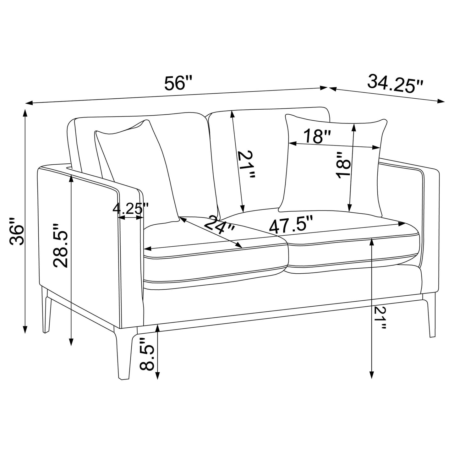Saba - Cushion Back Loveseat With Pillow Top Arms - Light Gray Furniture Max