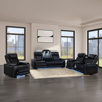 Electra - Power Reclining Set With Power Headrests, Massage And LED Lighting Matrix Furniture Group