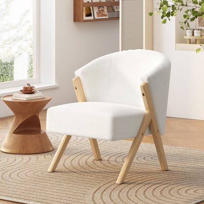 Modern Accent Chair With Polyester Upholstery And Minimalist Lounge Chair For Living Room, Bedroom, Or Office - White Noble House