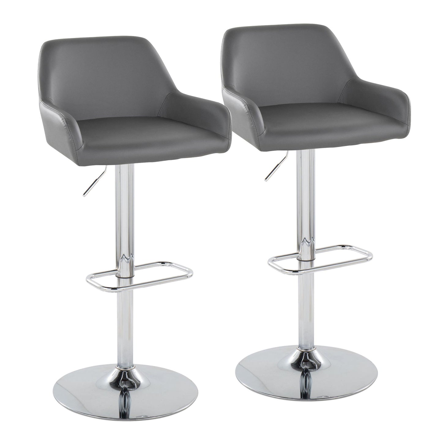 Daniella - Contemporary Adjustable Barstool With Swivel With Rounded Rectangle Footrest (Set of 2) Lumi Source