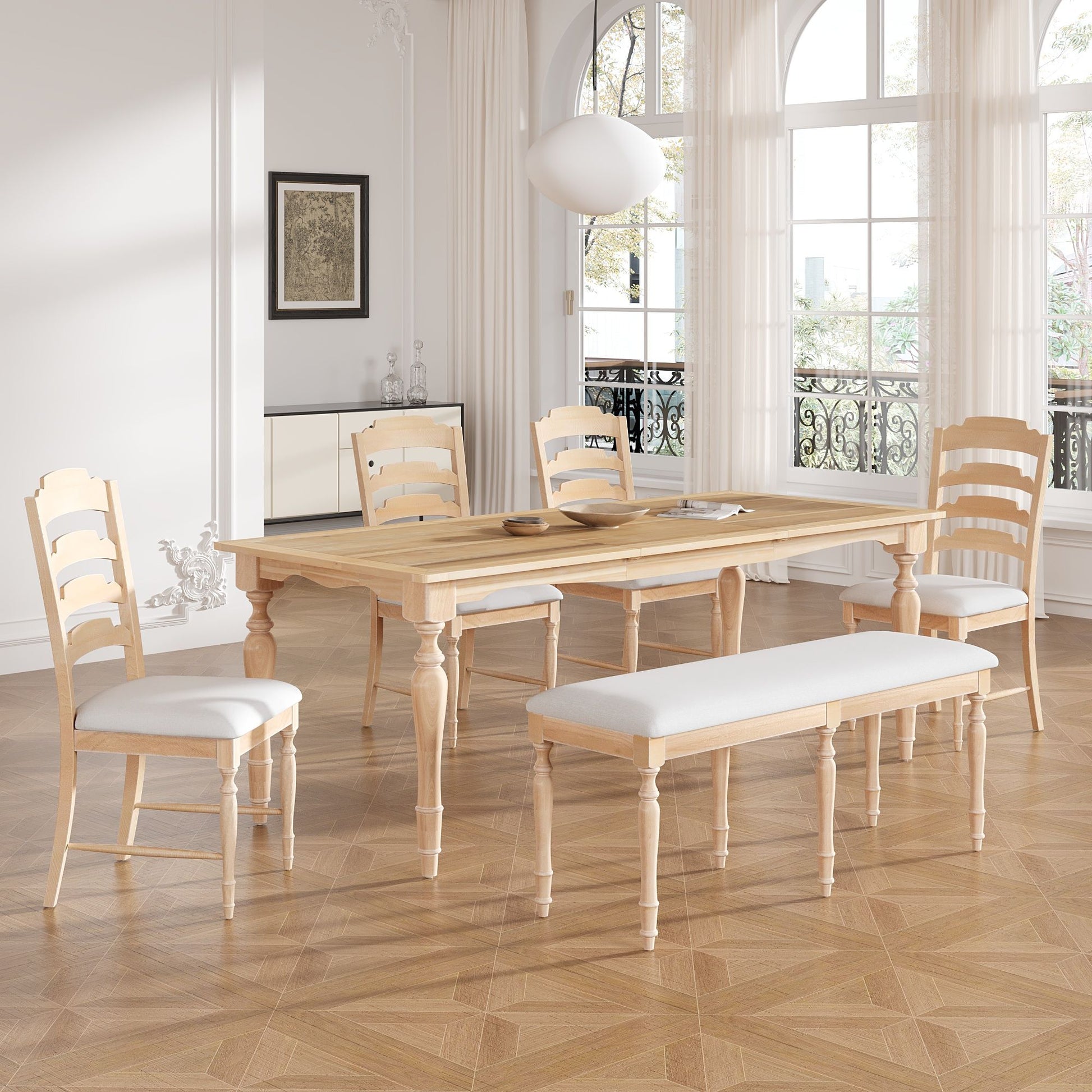 Topmax - Vintage Traditional Extendable Dining Table Set With Removable Leaf Hearth and Haven
