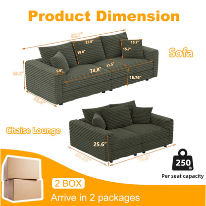 4 Seat Sofa, Modern Comfy Upholstered Sofa Cloud Couch, Deep Seat Couches With Soft Pillows Home Essentials