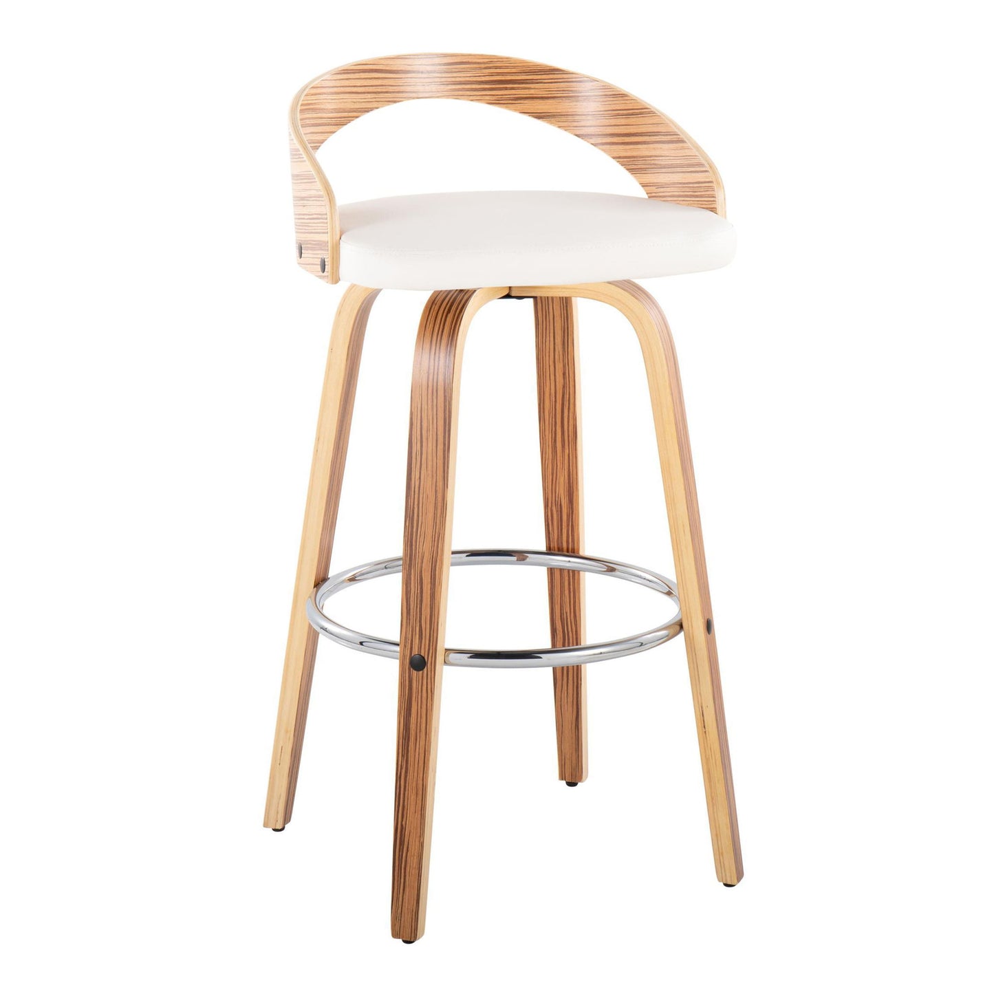 Grotto - Contemporary Fixed Height Barstool With Swivel With Round Footrest (Set of 2) Lumi Source