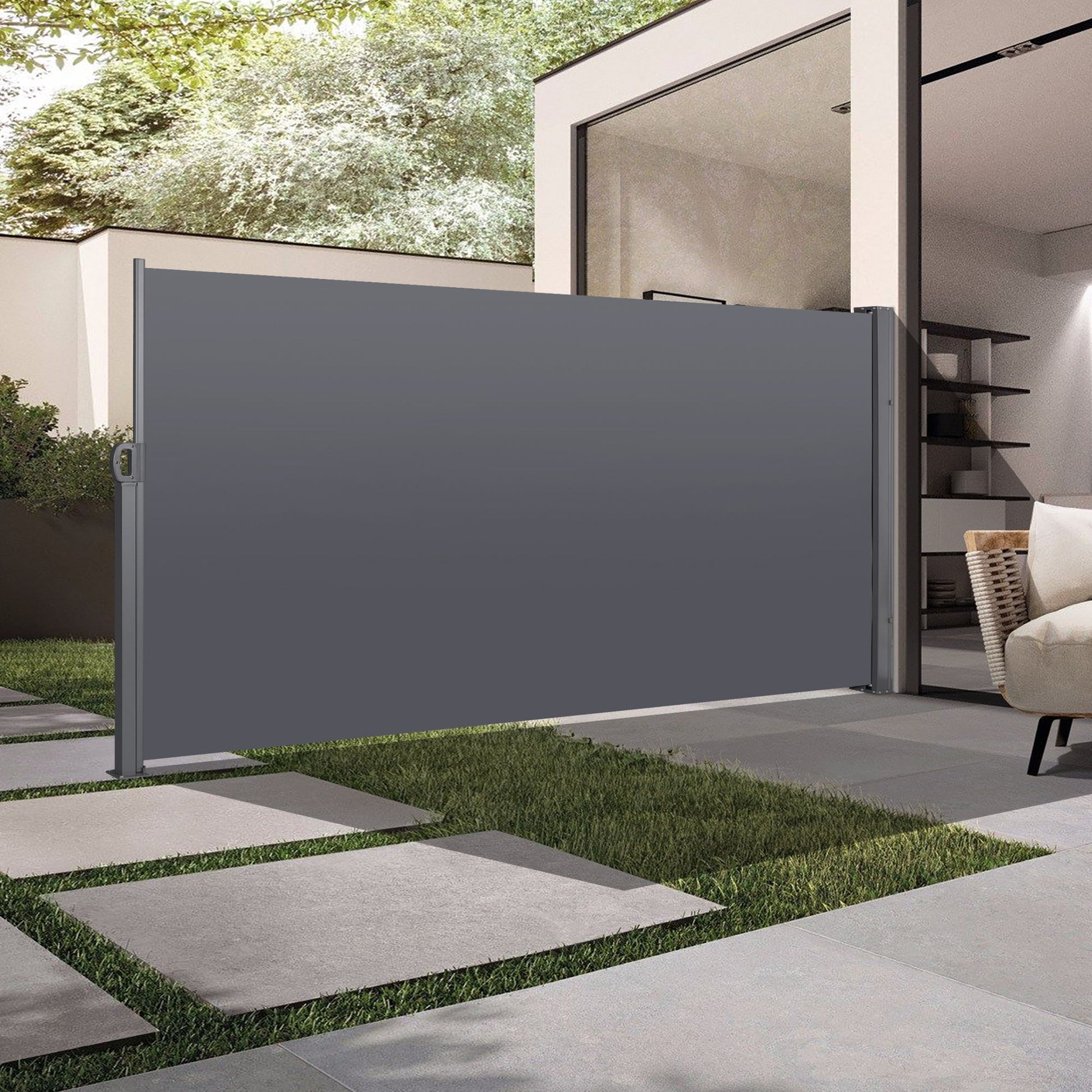 Retractable Side Screen Awning, Uv Resistant, Waterproof, Patio Privacy Screen For Garden, Balcony, Courtyard Daily Nest