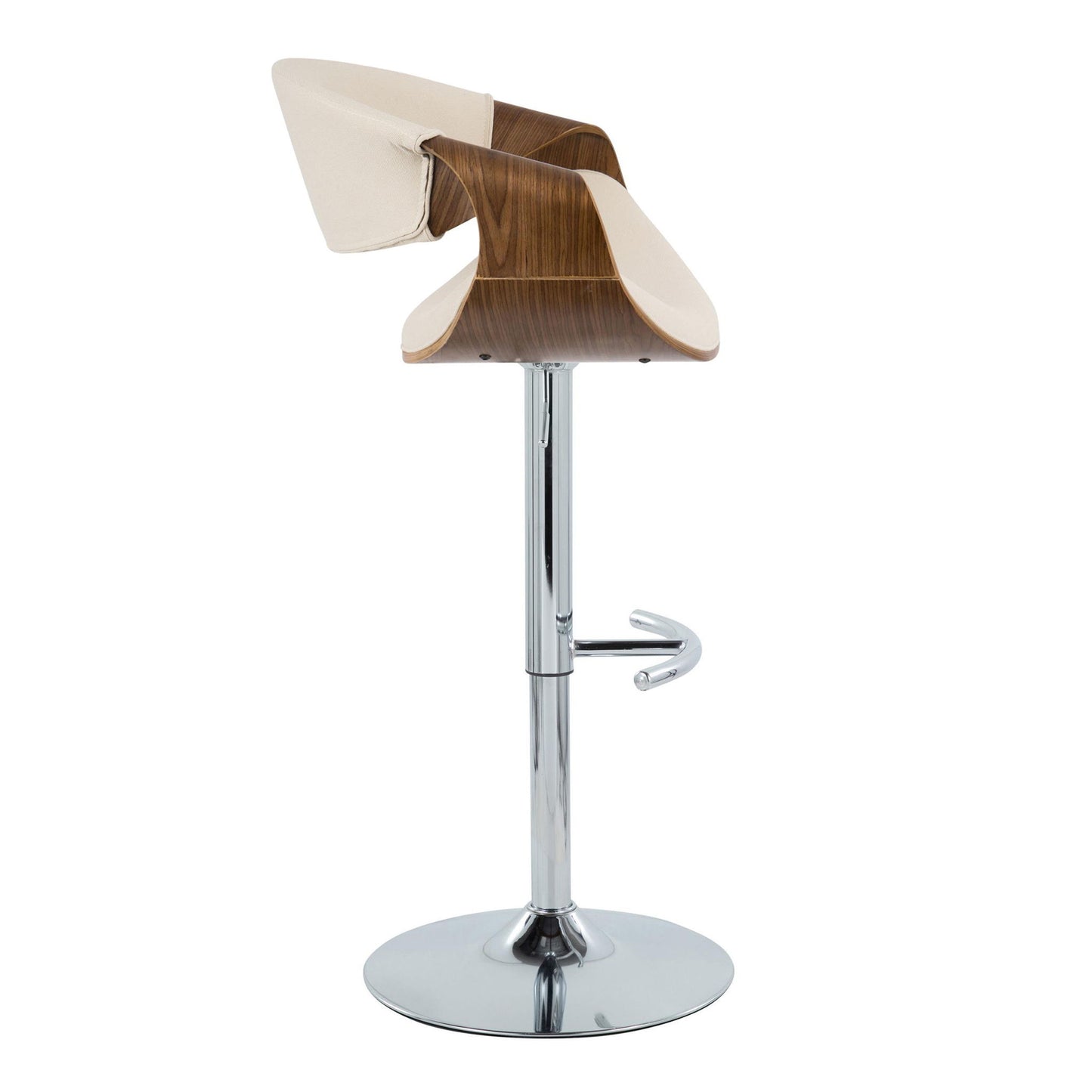 Curvo - Mid Century Modern Adjustable Barstool With Swivel With Rounded T Footrest (Set of 2) Lumi Source