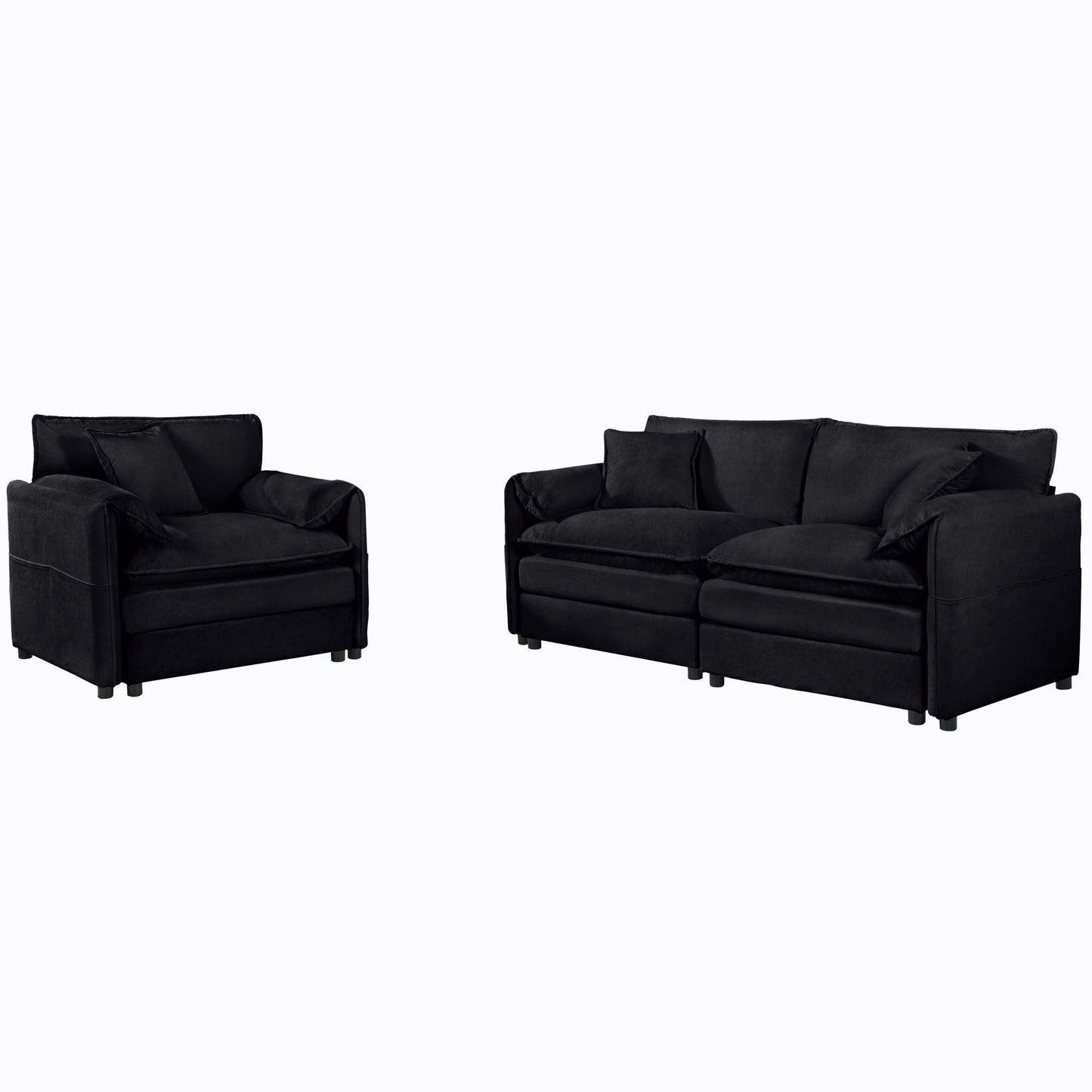 Modern Upholstered Loveseat And Armchair Set With Pillows Home Essentials
