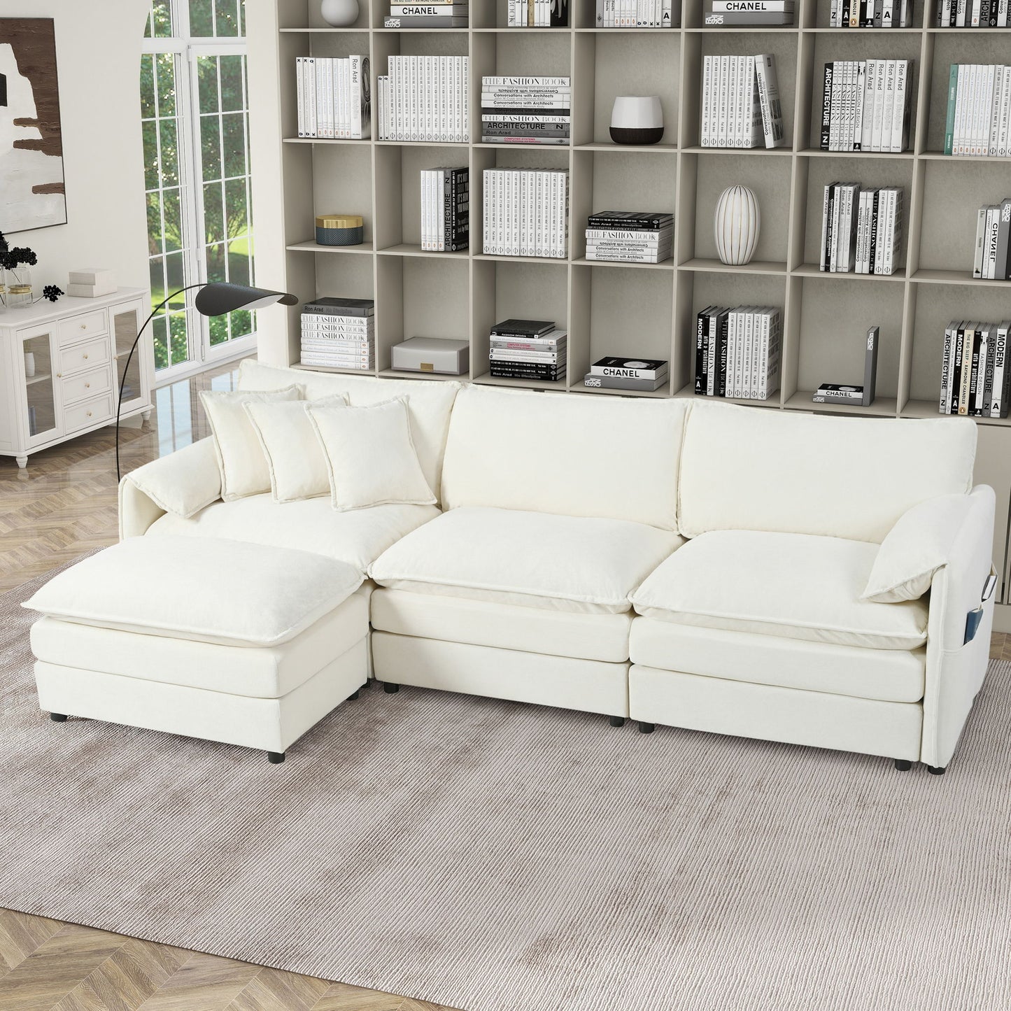 Modern Comfy Deep Seat Modular Sectional Sofa Cloud Couch With Ottoman Home Essentials