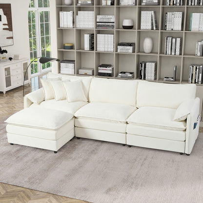 Modern Comfy Deep Seat Modular Sectional Sofa Cloud Couch With Ottoman Home Essentials