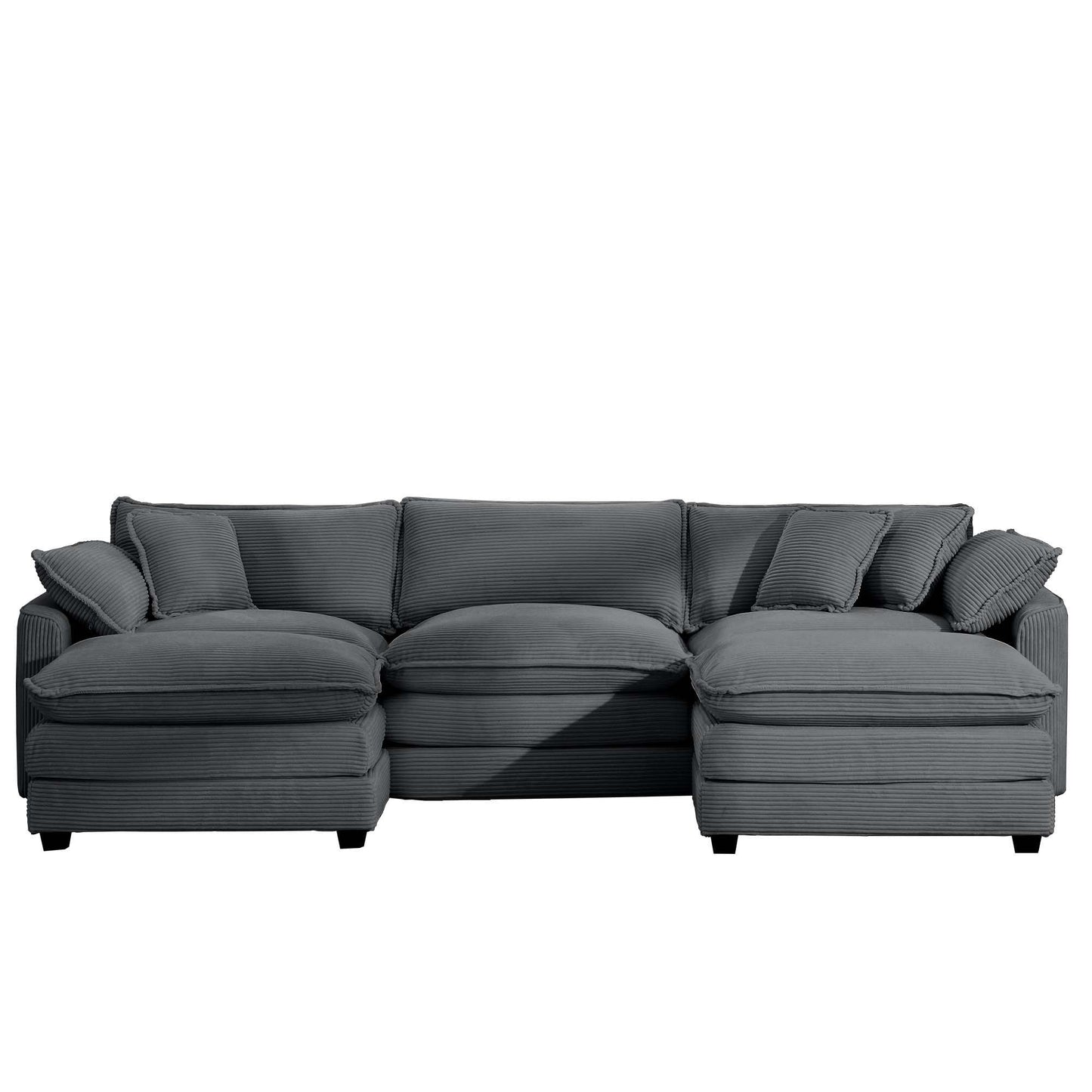 Modern Oversized Modular Cushion Sofa With Ottoman, Low Back, Deep Seating Sofa Set Home Essentials