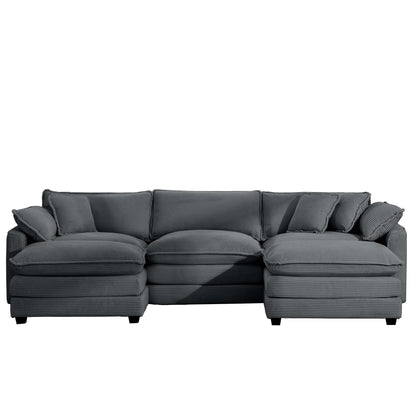 Modern Oversized Modular Cushion Sofa With Ottoman, Low Back, Deep Seating Sofa Set Home Essentials