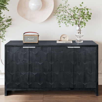 Accent Cabinet Farmhouse Style 4 Door Wooden Cabinet Sideboard Buffet Server Cabinet Storage Cabinet, For Living Room, Entryway, Hallway, Office, Kitchen And Dining Room Home Essentials