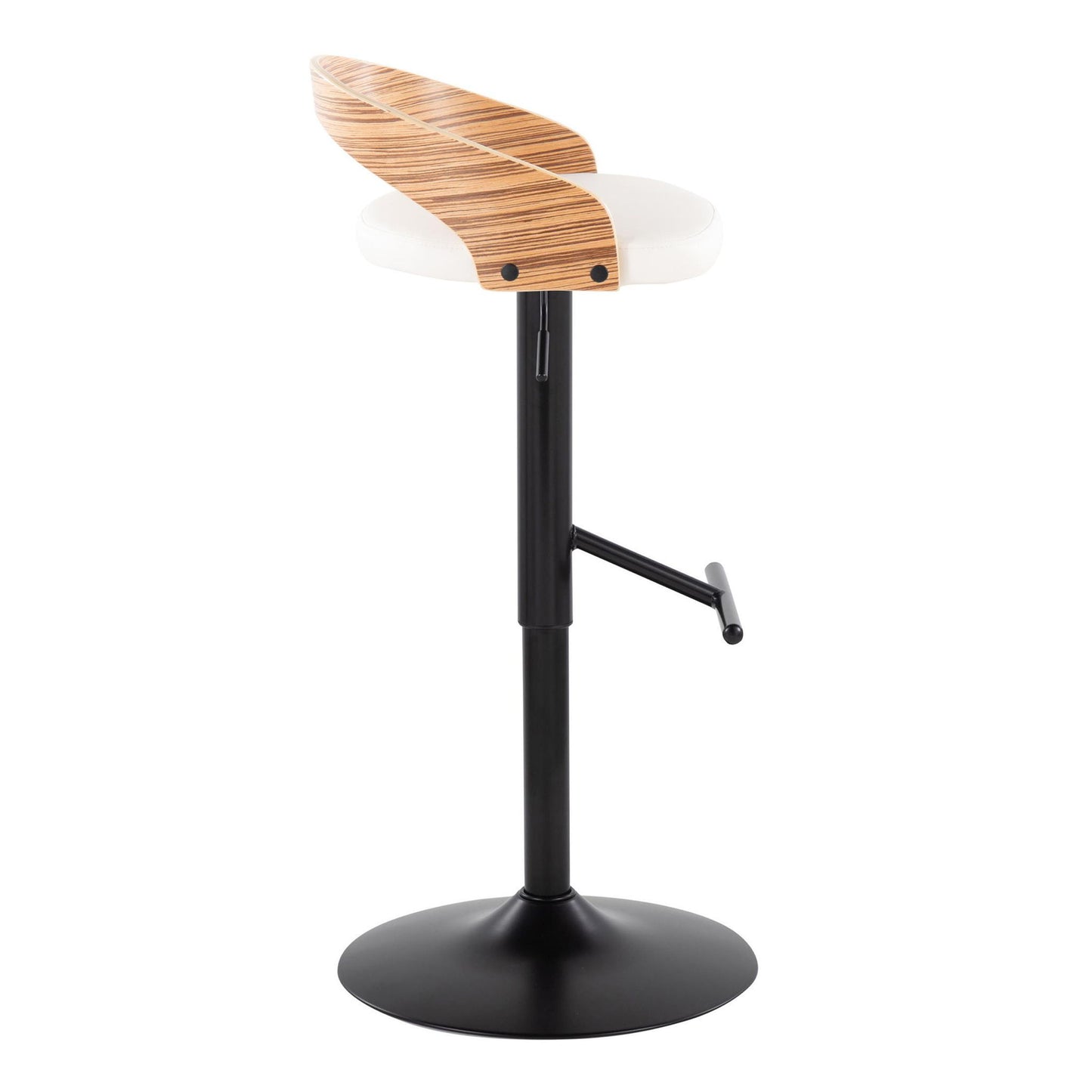 Grotto - Contemporary Adjustable Barstool With Swivel & Straight T Footrest (Set of 2) Lumi Source
