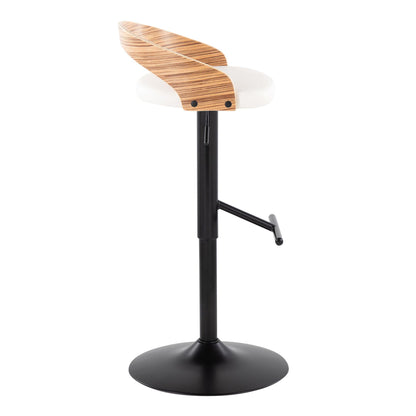 Grotto - Contemporary Adjustable Barstool With Swivel & Straight T Footrest (Set of 2) Lumi Source