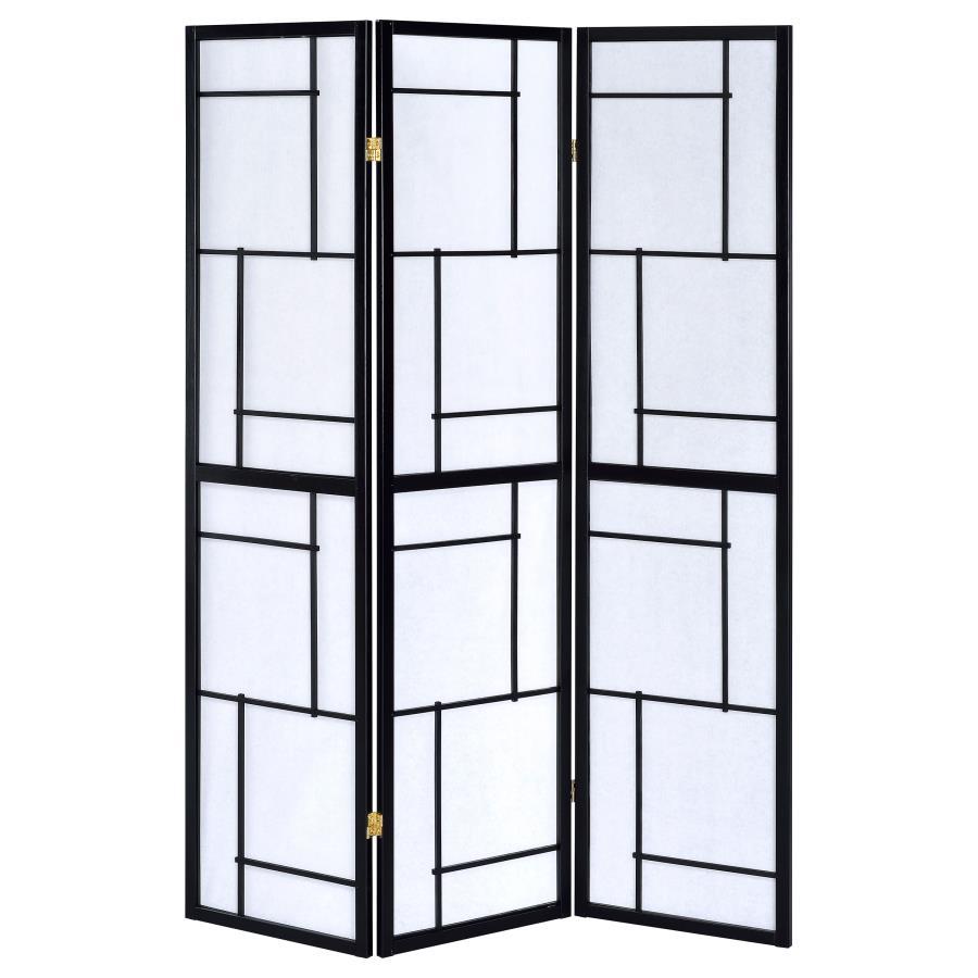 Damis - 3-Panel Room Divider Folding Shoji Screen - Black CoasterEveryday