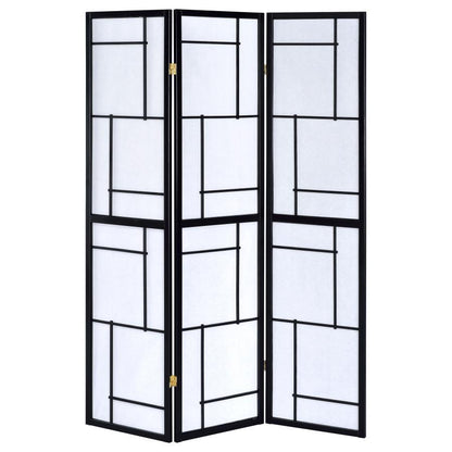 Damis - 3-Panel Room Divider Folding Shoji Screen - Black CoasterEveryday