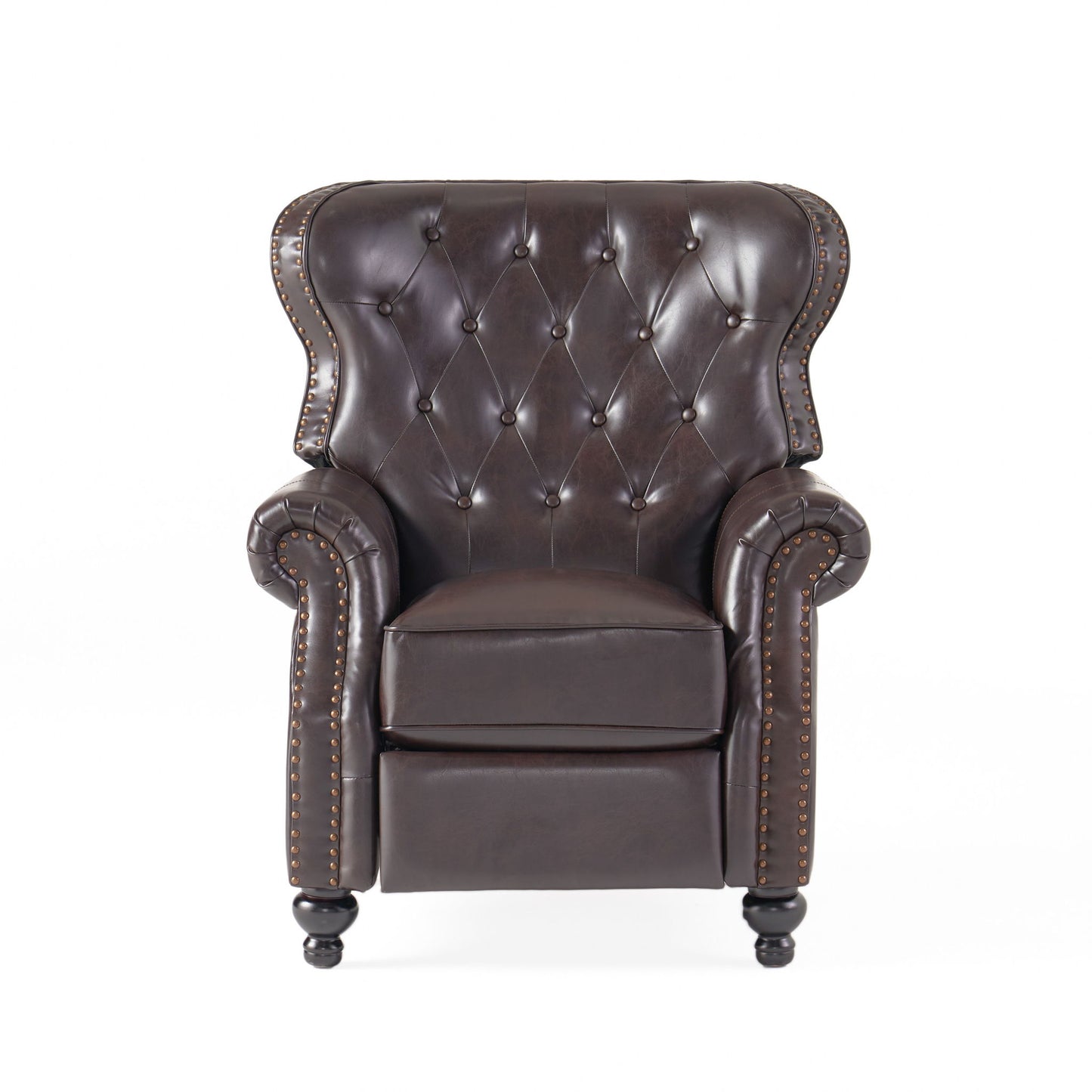 Contemporary Style Push Back Recliner With Button Tufted Stitching And Nailhead Trim Noble House