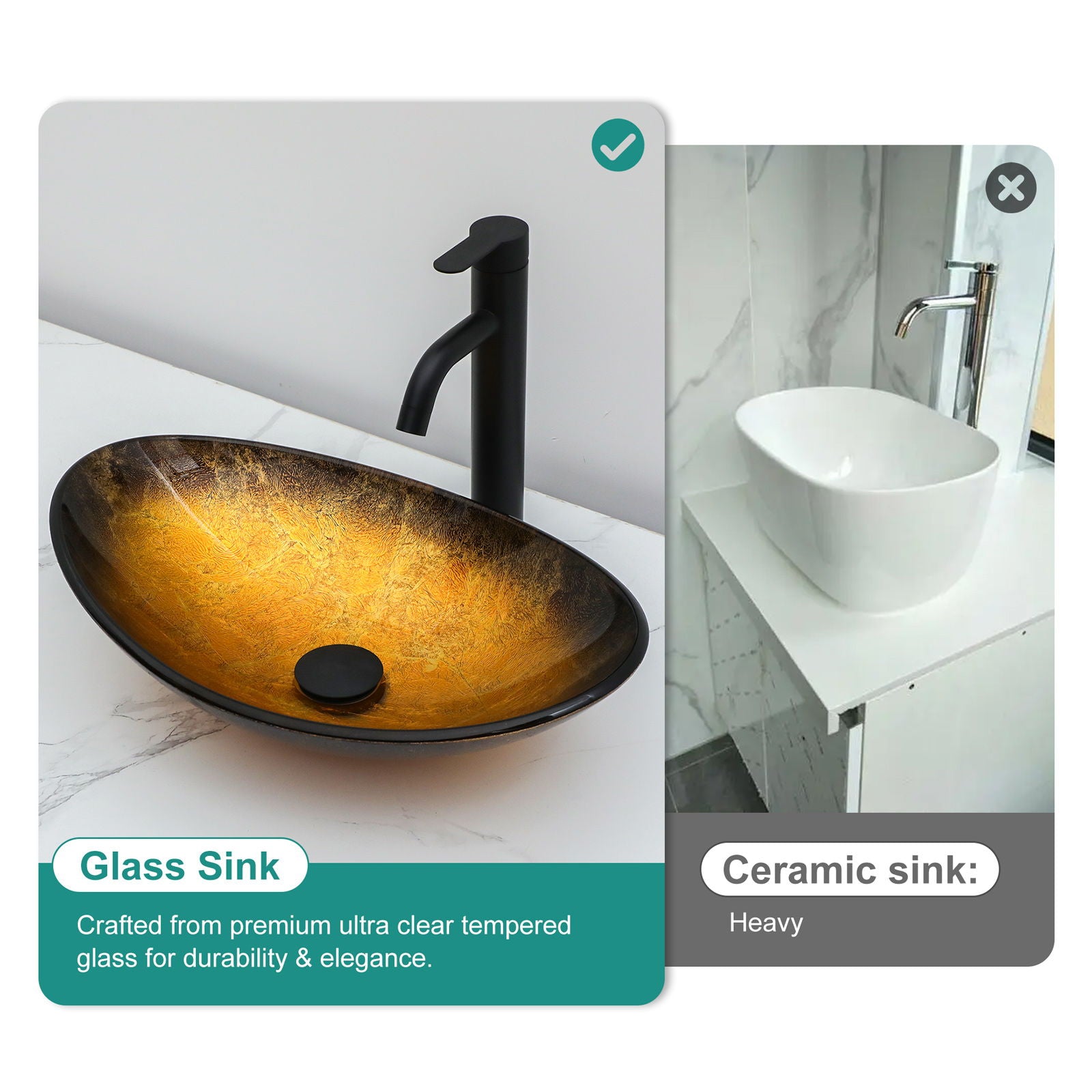 Veined Vessel Sink With Pop Up Drain, Boat Shape Bathroom Sink Above Counter - Gold Daily Nest