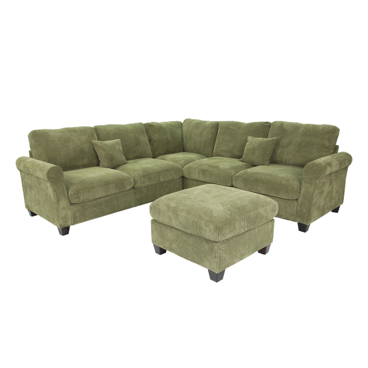 L - Sectional Sofa Set With Corner Wedge And Ottoman, 4 Piece Living Room Furniture - Sage Home Essentials