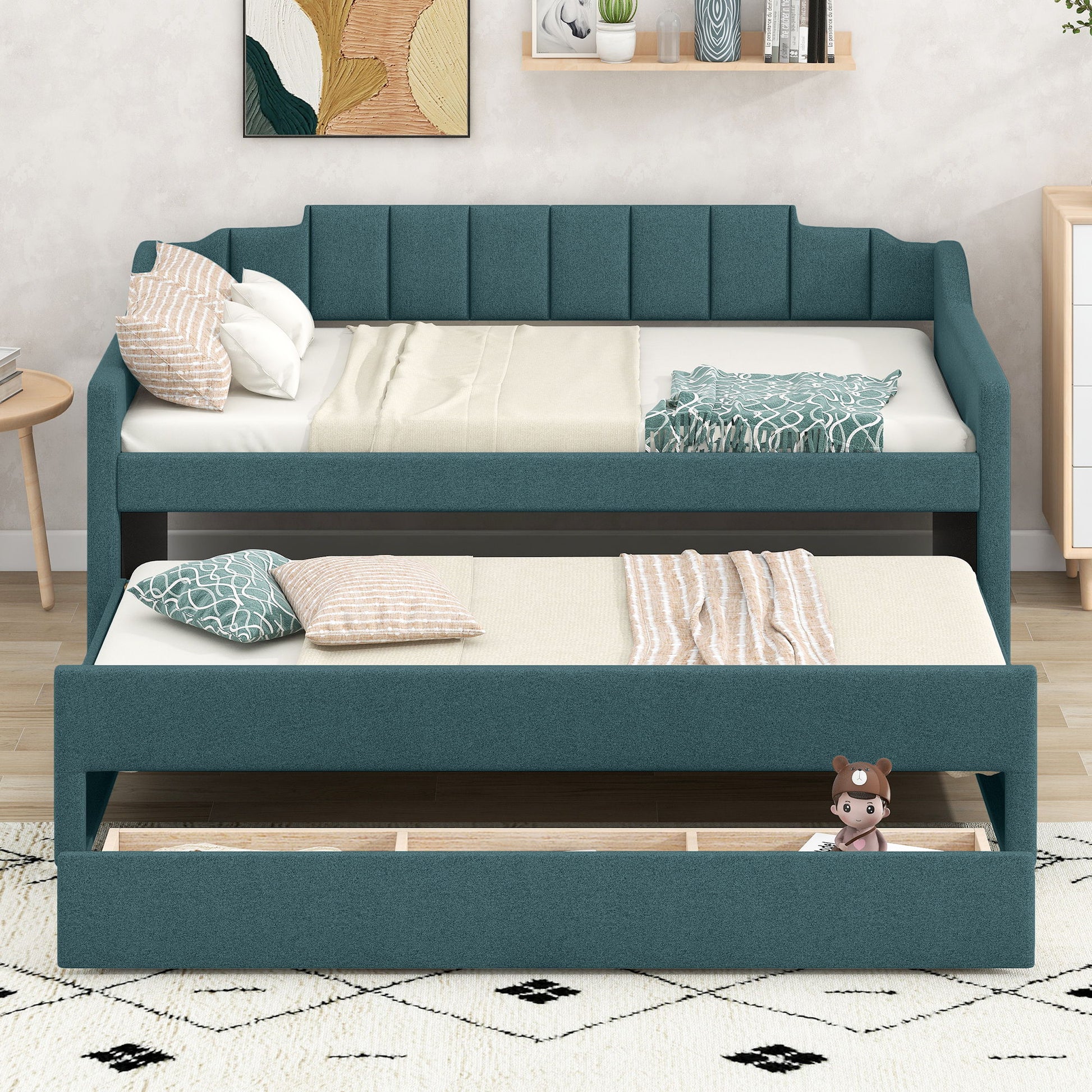 Upholstered Simple Design Daybed With Trundle And 3 Drawers Hearth and Haven