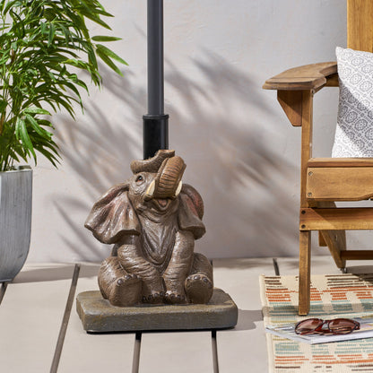 Charming Elephant Umbrella Base With Concrete Design - Gray Noble House