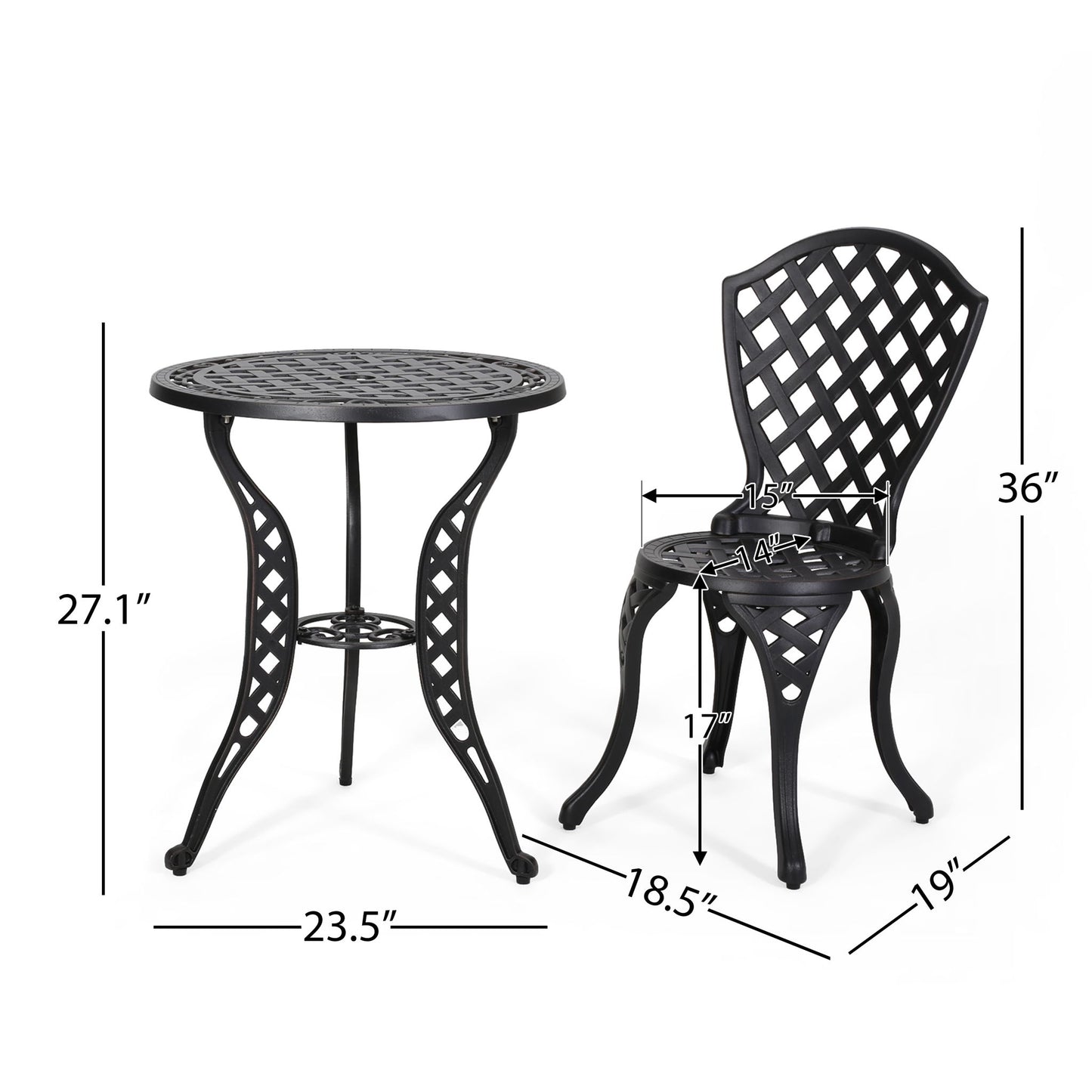 Bono Metal Bistro Set - Black Noble House