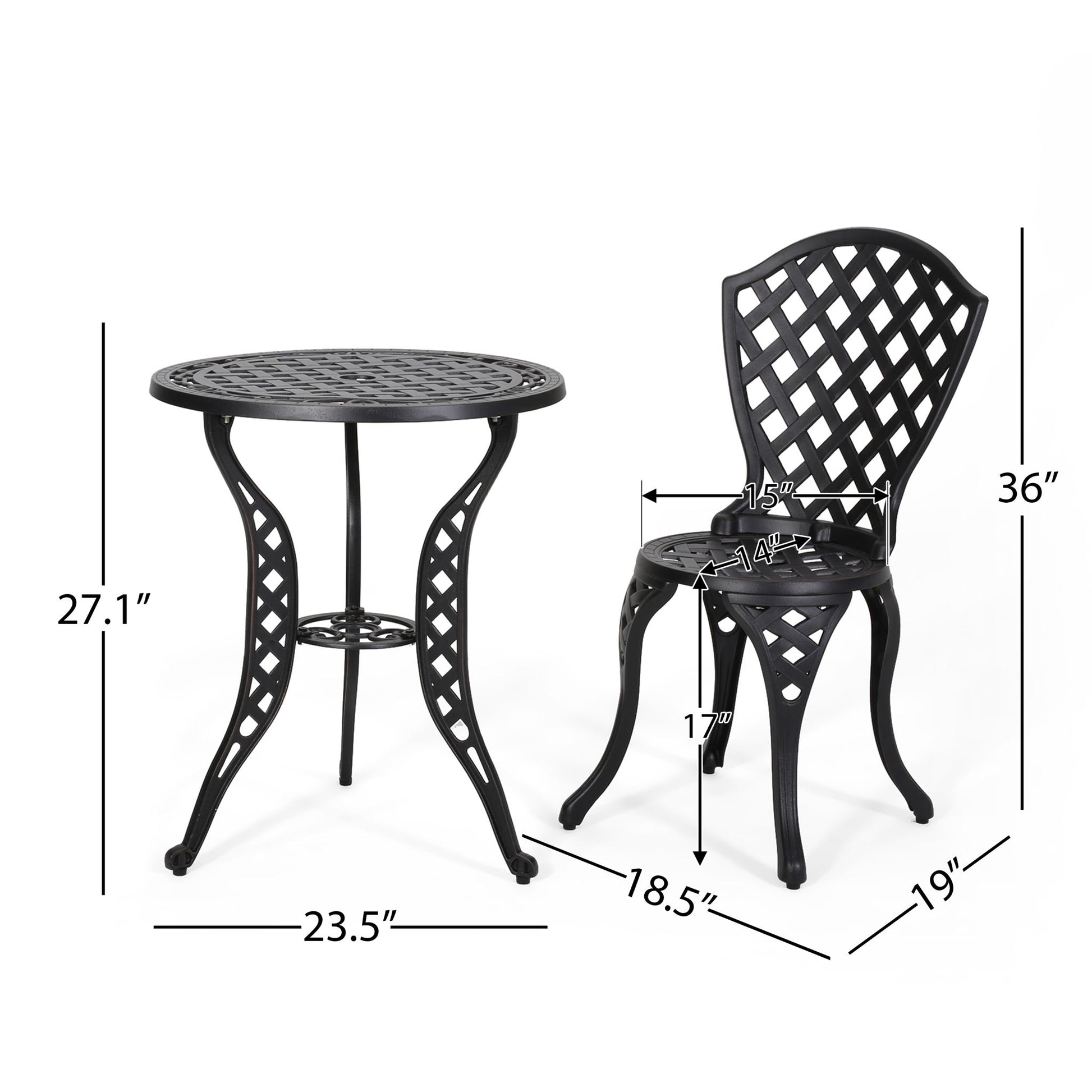 Bono Metal Bistro Set - Black Noble House