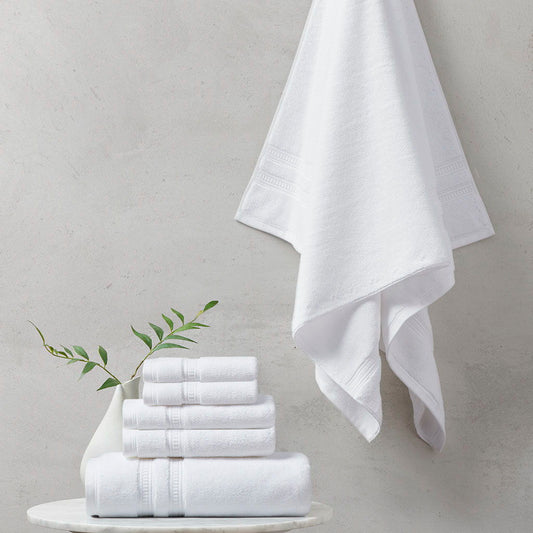 Plume - 100% Cotton Feather Touch Antimicrobial Towel 6 Piece Set - White