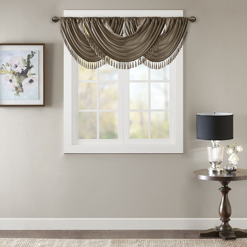 Elena - Waterfall Embellished Valance - Bronze