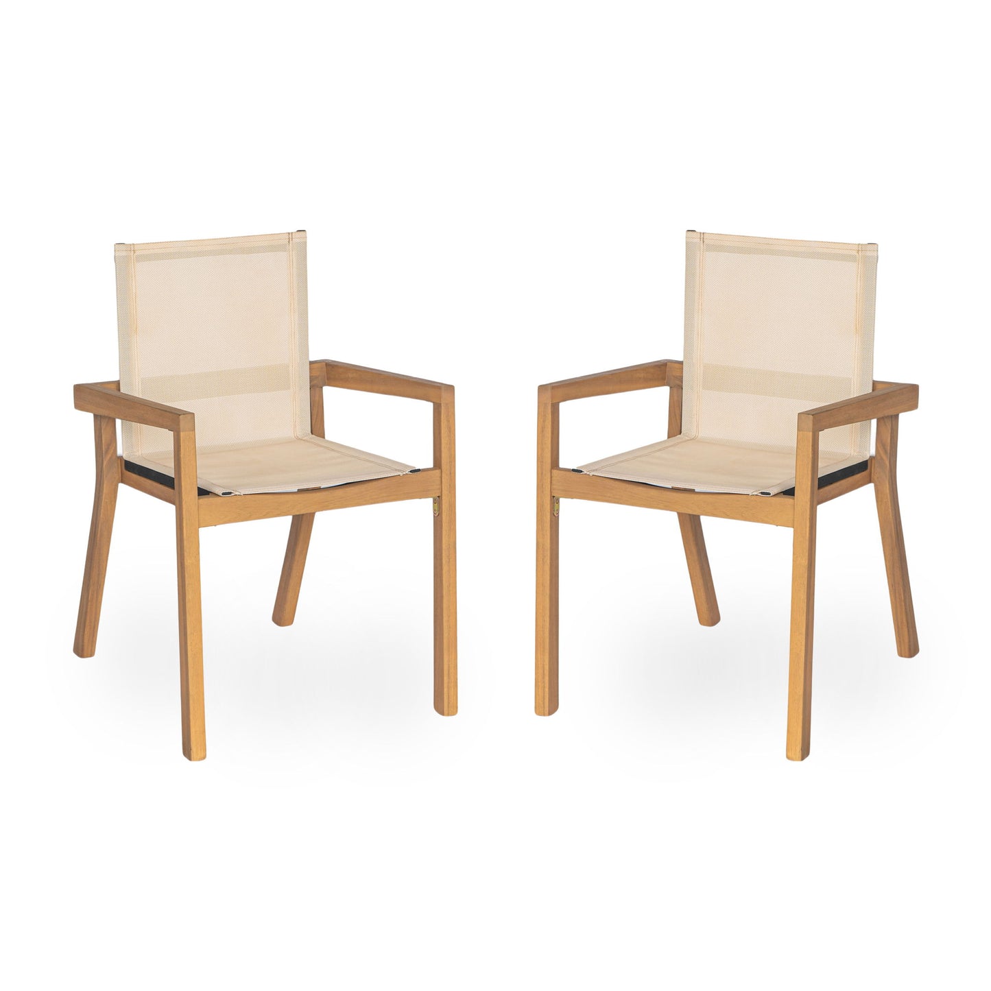 Belfast - Dining Chair With Acacia Wood Frame And Mesh Seating (Set of 2) Noble House
