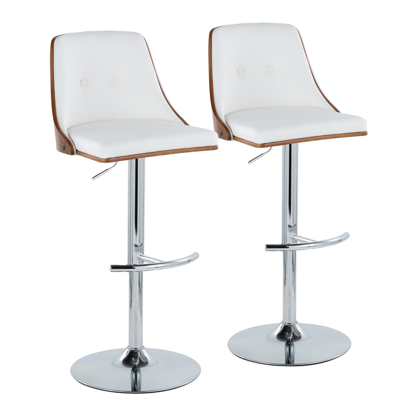 Gianna - Mid Century Modern Adjustable Barstool With Swivel With Rounded T Footrest (Set of 2) Lumi Source