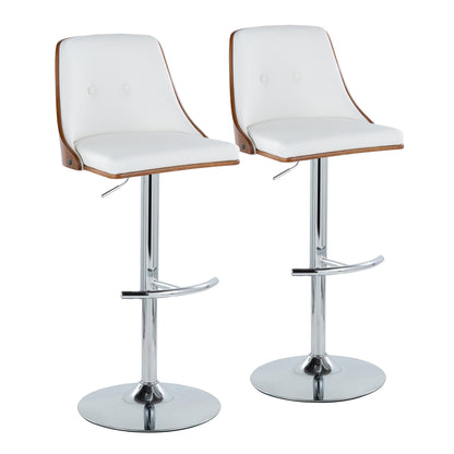 Gianna - Mid Century Modern Adjustable Barstool With Swivel With Rounded T Footrest (Set of 2) Lumi Source