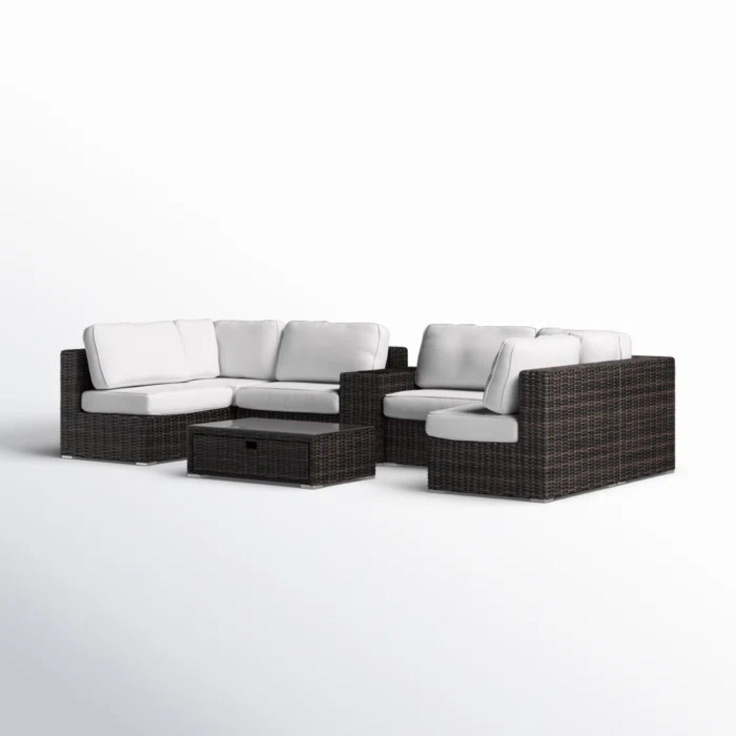 Elegant 4 Person Wicker Patio Seating Set With Cushions And Glass Top Table LSI Patio Furniture
