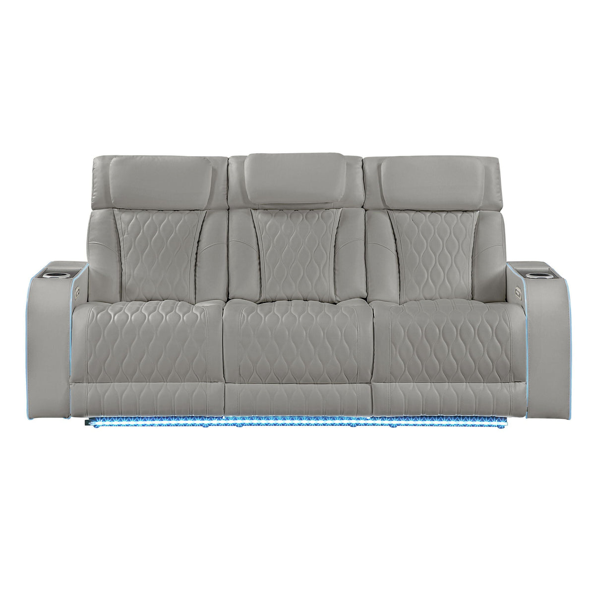 Electra - Power Reclining Sofa With Power Headrests, Drop Down Table, Reading Light, Massage, LED Lighting And USB Control Matrix Furniture Group