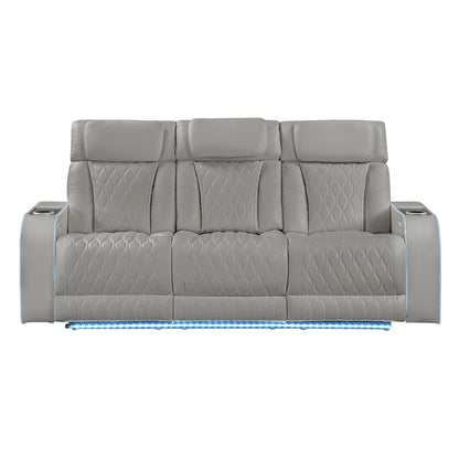 Electra - Power Reclining Sofa With Power Headrests, Drop Down Table, Reading Light, Massage, LED Lighting And USB Control Matrix Furniture Group