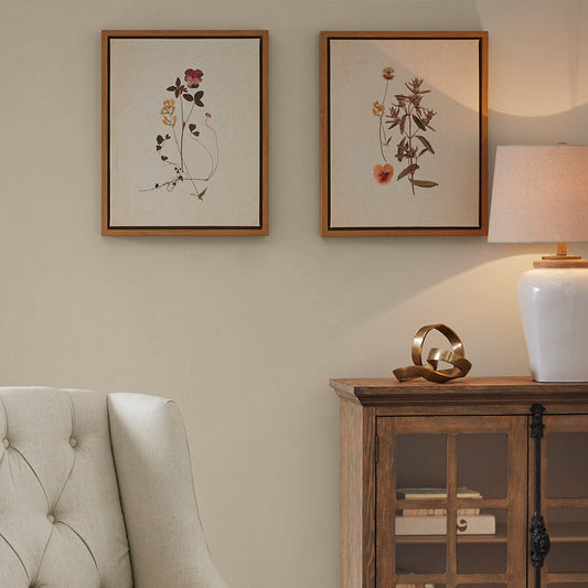 French Herbarium Framed Linen Canvas (Set of 2) - Multi