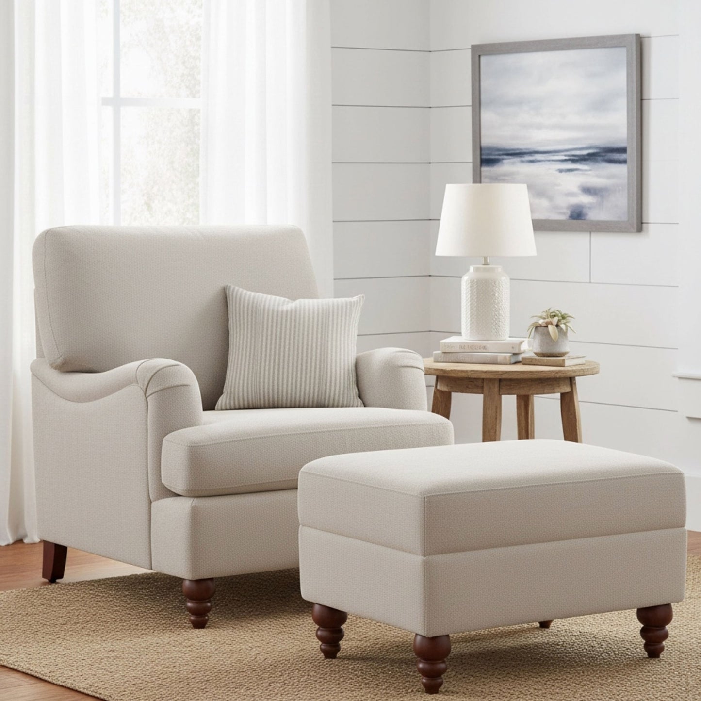Candor - Chair And Ottoman Set - Beige Ridgecrest Home