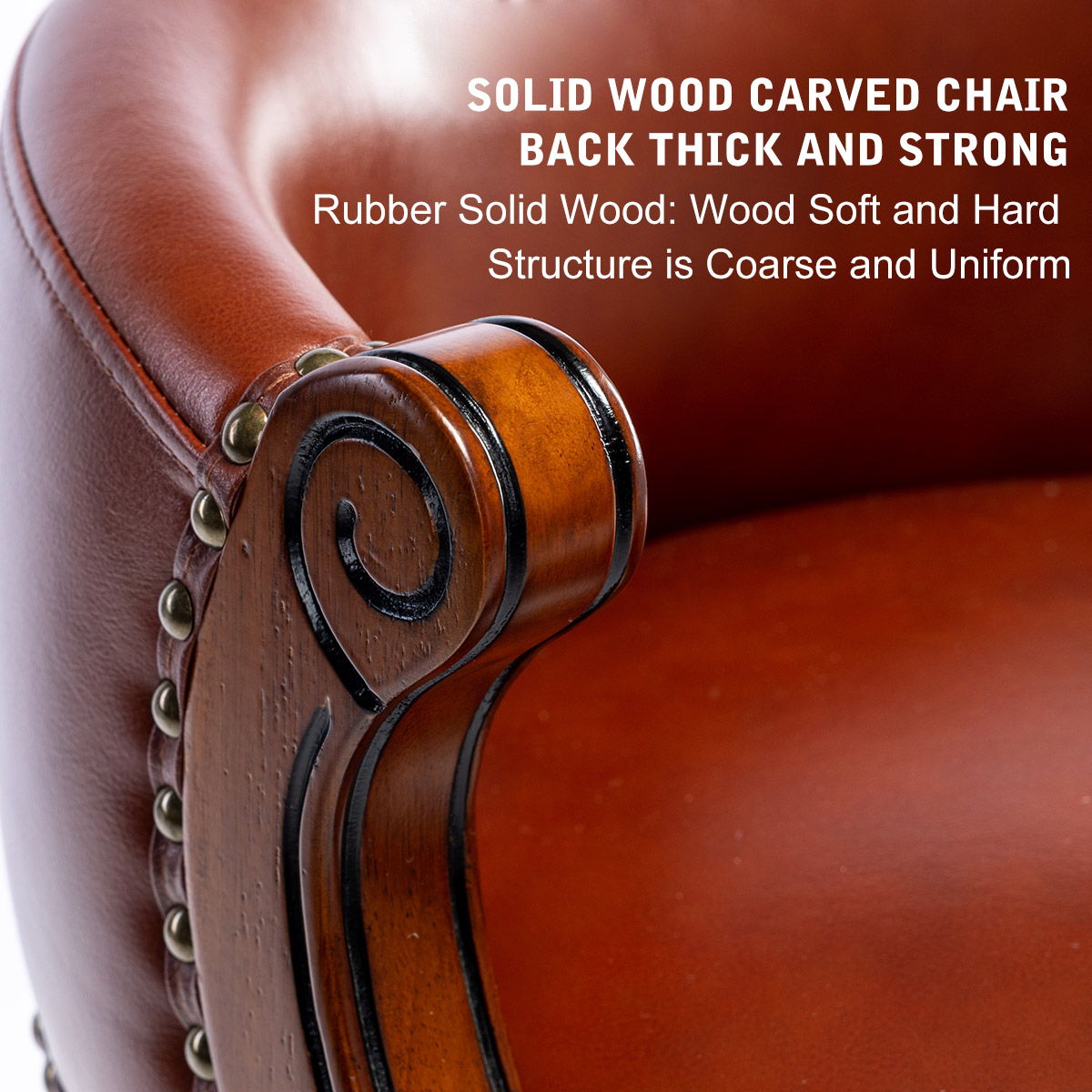 Seat Height 26'' Cow Top Leather Wooden Bar Stool, 360 Degree Swivel Bar Height Chair With Backs For Home Kitchen Counter Home Essentials