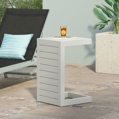 Aluminum Outdoor C - Shaped Side Table For Patio Noble House