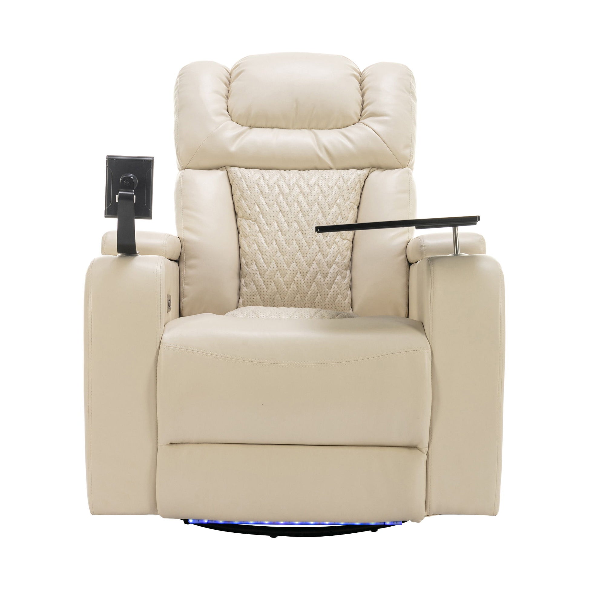 270 Degree Swivel Power Recliner With Tray Table, Phone Holder, Cup Holder, USB Port Hearth and Haven