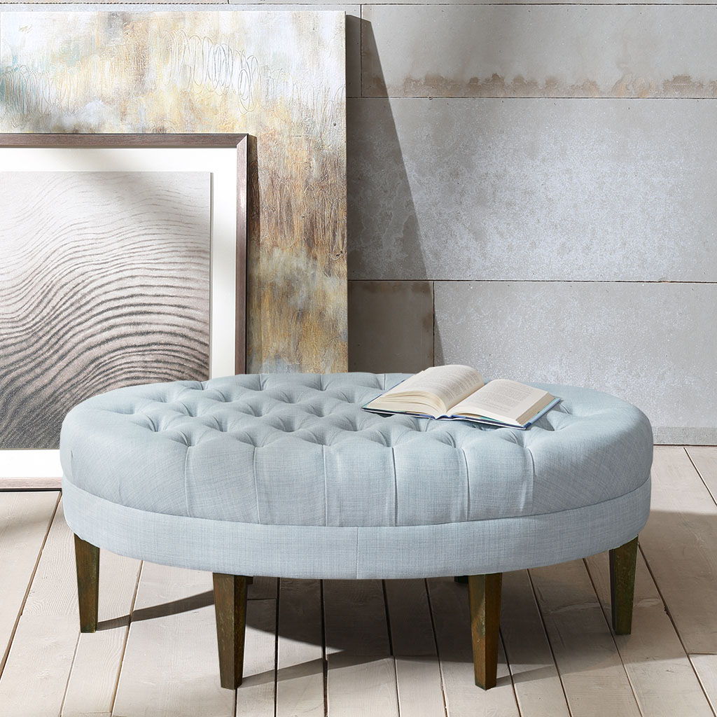 Martin - Surfboard Tufted Ottoman - Dusty Blue