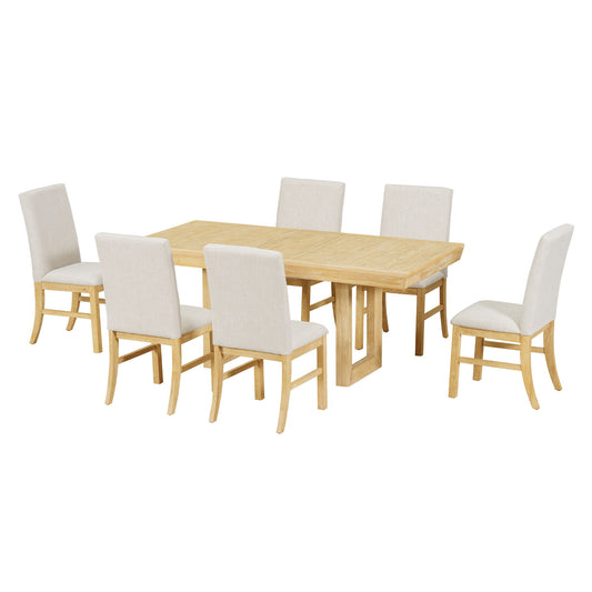 Topmax - 7 Piece Traditional Extendable Dining Table Set With Butterfly Leaf And 6 Upholstered Dining Table Set Hearth and Haven